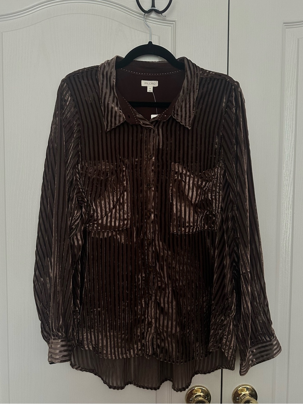 Anthropologie Brown Striped Button Up